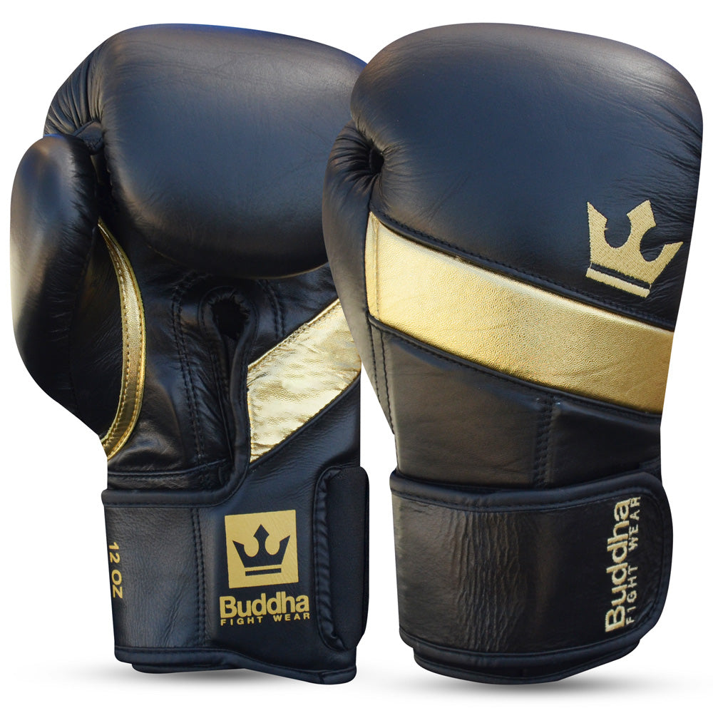 Muay Thai Kick Boxing Epic Black Leather Boxing Gloves