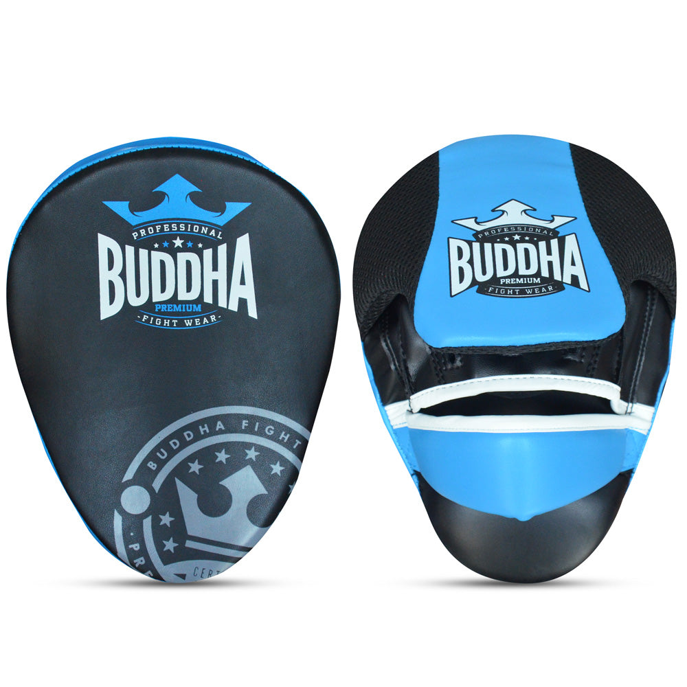 Manoplas de Boxeo Curvadas Buddha Thailand Negras-Azules (Precio Par) - Buddha Fight Wear
