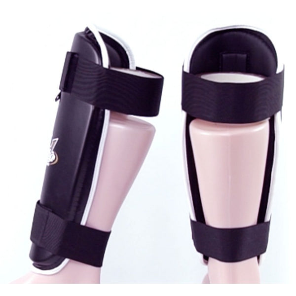 Tibia Black Shin Guards für den Wettbewerb zugelassen Muay Thai Kick Boxing Full Contact Buddha - Buddha Fight Wear