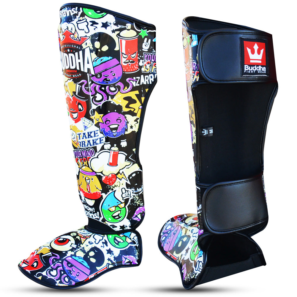 Buddha Zippy Muay Thai Kick Boxing Shin Guards Multicolor